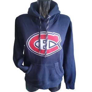NHL Navy Blue Pullover Hoodie with Montreal Canadians Logo M